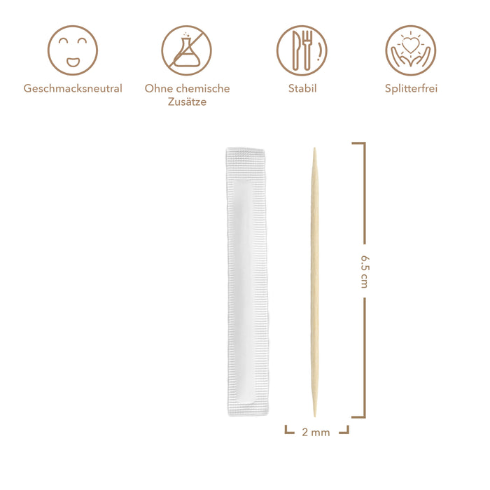 Zahnstocher aus Birkenholz - 6.5cm - 1000 Stück