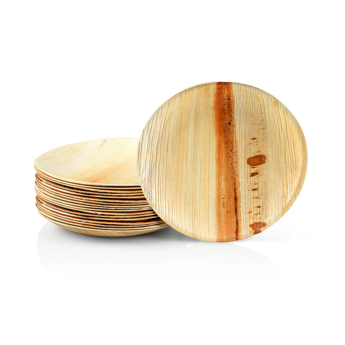 Einweg-Teller aus Palmblatt, rund, Ø 15 cm, beige
